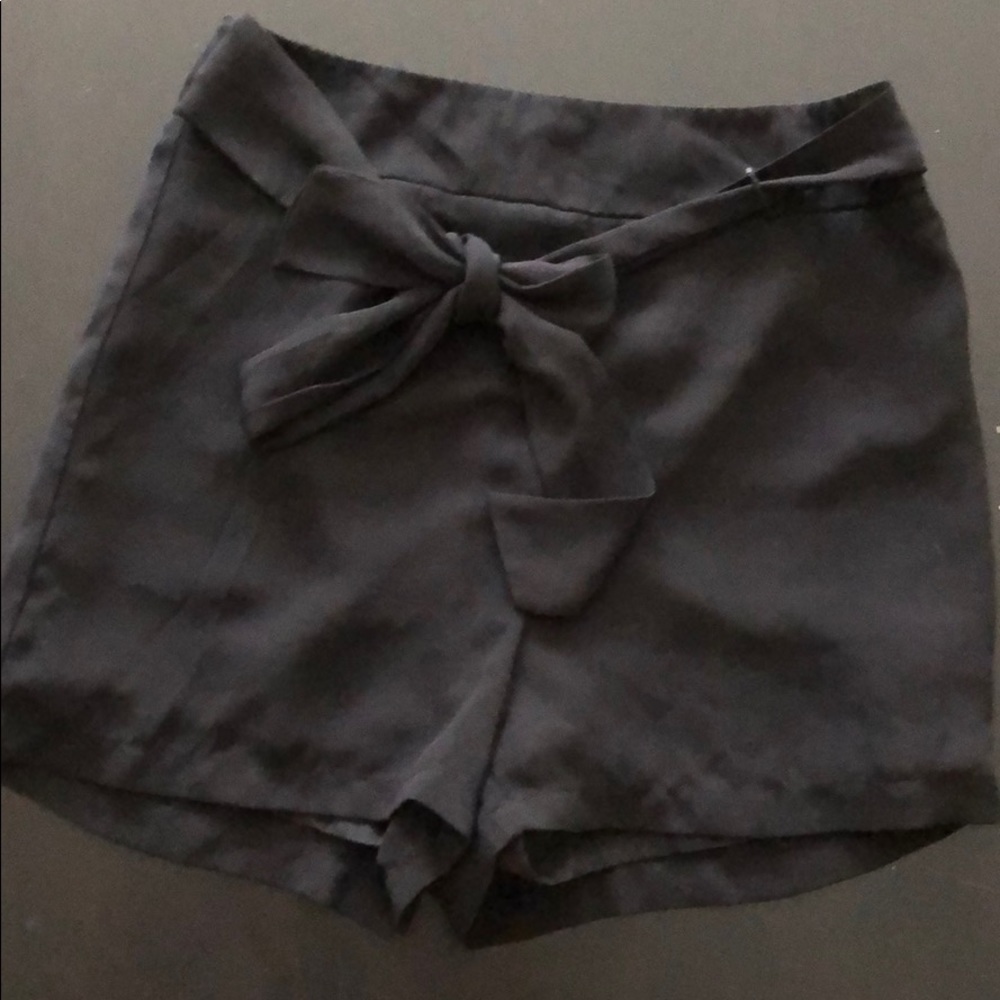 Black front tie shorts